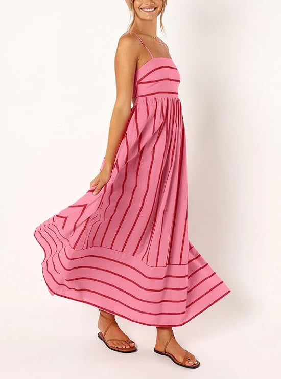 Sexy spaghetti-strap lace-up maxi dress