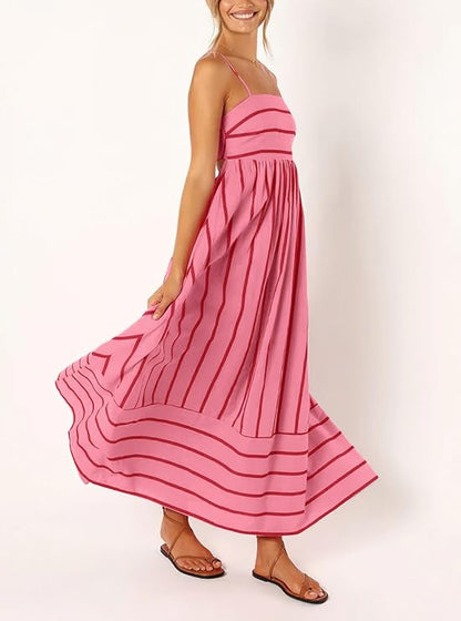 Sexy spaghetti-strap lace-up maxi dress
